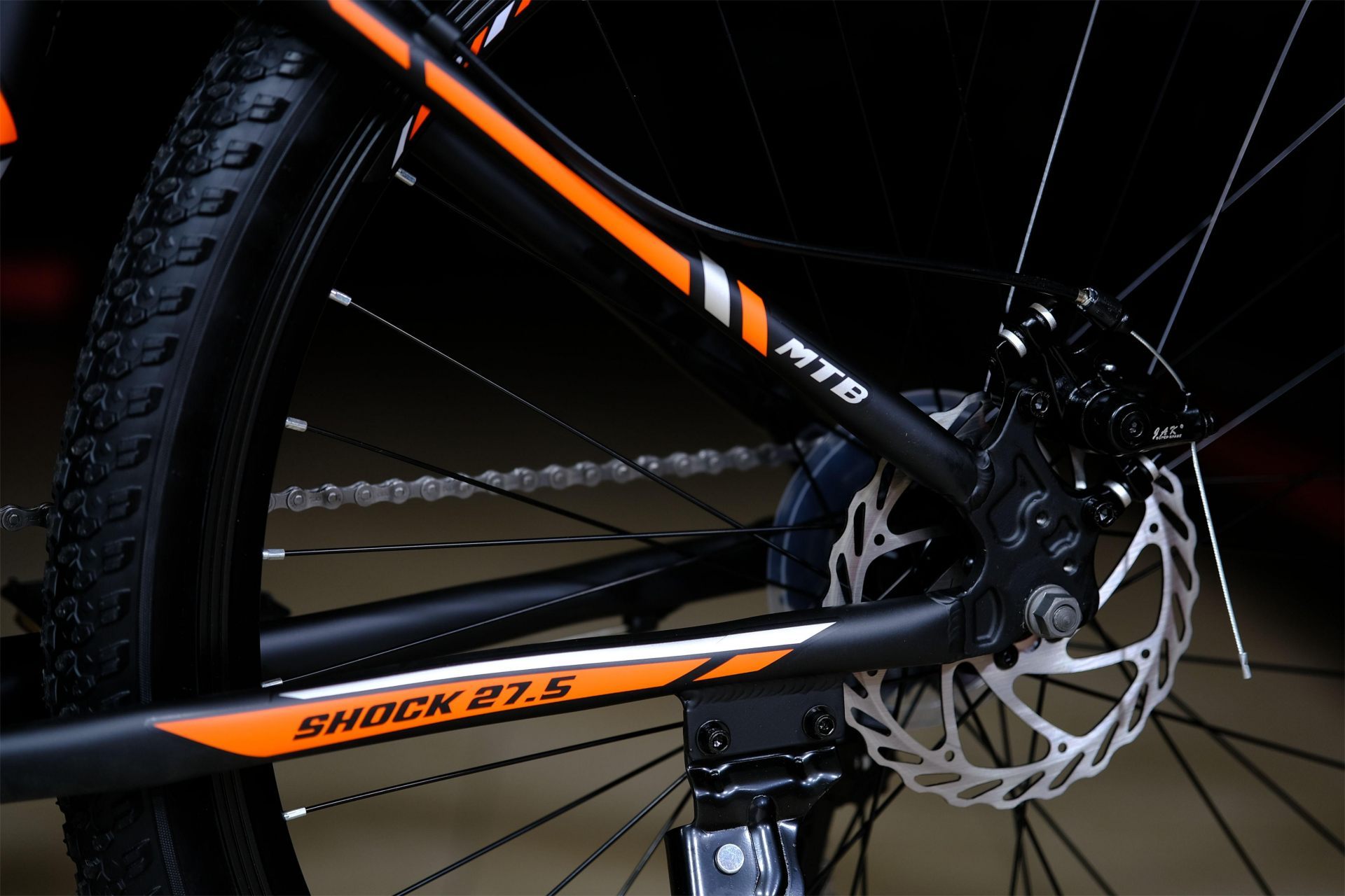 Тормоз дисковый механический JAK 160мм HOKE Shock 27,5 MD матовый чёрный-оранжевый 15