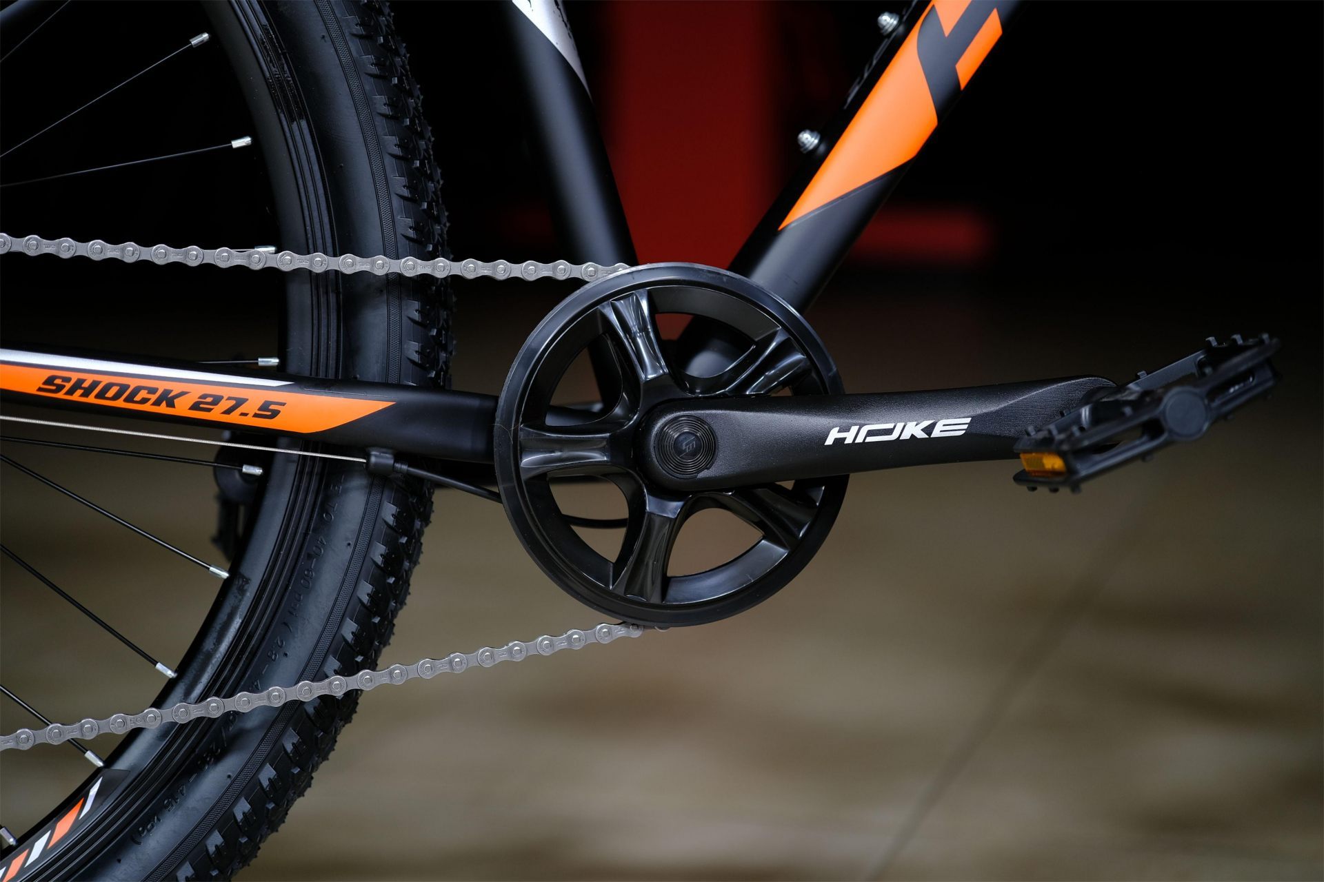 Система (шатун) алюминий 36T под квадрат  HOKE Shock 27,5 MD матовый чёрный-оранжевый 15